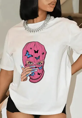 Women Letter Print Round Neck T-Shirt