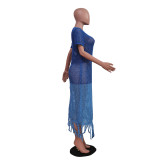 Women gradient knitting beach skirt