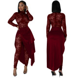 Women Sexy Lace Jumpsuit And Skirt Two-piece Set
