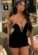 Women Summer Contrast Color V Neck Suspender Dress