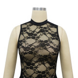 Women Sexy See-Through Lace Patchwork Mermaid Dress