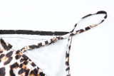 Women summer sexy v-neck leopard print Backless Strap Dress