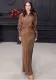 Women long-sleeved shirt Top and skirt two-piece set