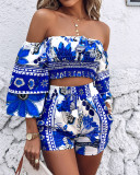 Women Off-shoulder bra and Shorts two-piece set
