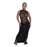 Women Sexy See-Through Lace Patchwork Mermaid Dress