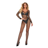 Women See-Through Fishnet Stockings, Mesh One-piece Stockings, Suspenders, Open-Stage, No-Take-Off Temptation, Sexy Lingerie