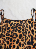 Women Summer Leopard Print Sleeveless Loose Irregular Suspender Skirt