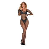 Women See-Through Fishnet Stockings, Mesh One-piece Stockings, Suspenders, Open-Stage, No-Take-Off Temptation, Sexy Lingerie