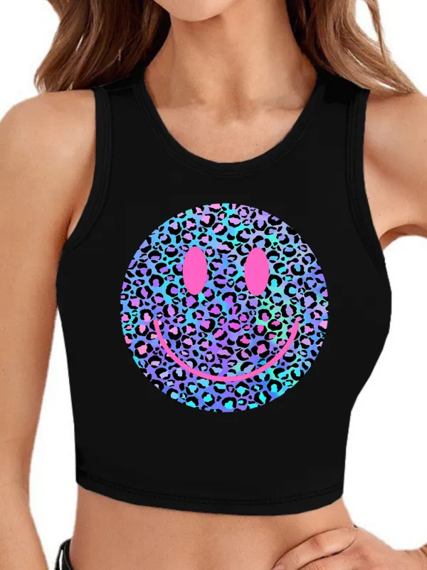Women Casual Crop Letter Print Top