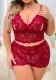 Plus Size Women lace See-Through temptation shapewear thong sexy lingerie two-piece set