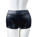 Women Summer Stretch Pu-Leather Casual Shorts