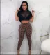 Women summer sexy mesh See-Through Top and Pant two-piece set