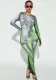 Women's Spring Round Neck Long Sleeve Print Solid Color Long Dress