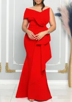 African Women's Fashion Strapless Slash Shoulder Sexy Slim Evening Gown Dress