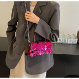 Women sequin chain crossbody bag small square bag