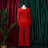 Long Sleeve Chic Mesh Patchwork Beading Slim Fit Formal Party Plus Size Jumpsuit