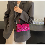 Women sequin chain crossbody bag small square bag