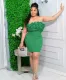 Women Strapless Pressed Lace Bodycon Dress