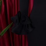 Fashionable And Elegant Off Shoulder Ruffle Sleeves Slit Formal Party Long Dress