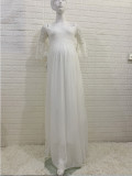 Women lace trailing short sleeve maternity dress