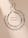 Summer Metal Chic Ankle Sequin Disc Double Layer Anklet