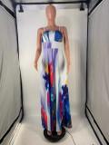 Women's Strap Print Maxi Dress