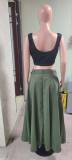 Summer Women's Sleeveless Solid Color Slit Two-Piece Skirt Set