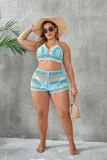 Plus Size Women Cutout Lace-Up Two Pieces Swimwear