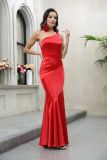 Women's Solid Color Slash Shoulder Chic Slim Mermaid Dress Long Dress