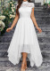 Spring Summer Women's Short Sleeve High Neck Lacechiffon Bridesmaid Dress