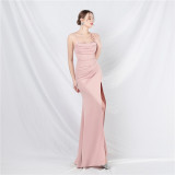 Luxury Strap Fishbone Slim Waist Evening Dress