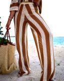Women sexy striped sweater Top and Pant two-piece set