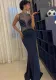 Women Sexy Beaded See-Through Patchwork Sleeveless Bodycon Dress