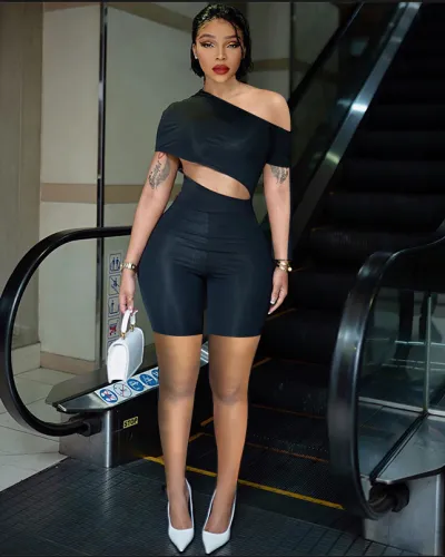 Women Off-Shoulder Sexy Solid Stretch Jumpsuit