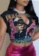 Women trendy printed short-sleeved T-shirt