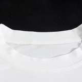 Women Summer Solid Round Neck Short Sleeve Letter Print Crop T-Shirt