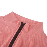 Women stretch zipper Jumpsuit