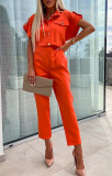 Summer Women loose single breasted jumpsuit