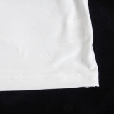 Women Summer Solid Round Neck Short Sleeve Letter Print Crop T-Shirt