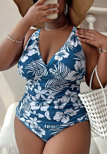 Plus Size Printing One-Piece Swimsuit