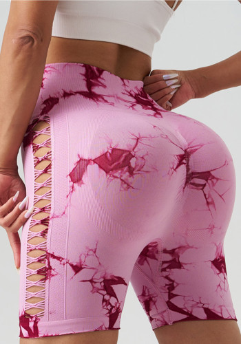 High Waist Butt Lift Tie Dye Trousers Women's Summer Yoga Wear Fitness Shorts Running Sports Fitness Yoga Shorts