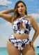 Cross Neck Printed Sexy Bikini Set Plus Size Two Piece Swimsuit