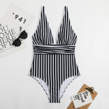 Women's One Piece Striped Swimsuit