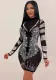 Sexy And Trendy Beaded Long-Sleeved See-Through Slim-Fitting Nightclub Dress