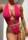Women's Halter Deep V Neck One Piece Lace-Up Swimsuit
