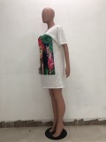 Women Print Casual Loose T-Shirt Dress