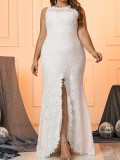 Women's Plus Size Elegant Lace Tail Wedding Dress