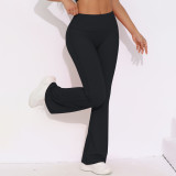 Breathable High Waist Stretch Butt Lift Casual Pocket Wide Leg Cropped Pants Running Fitness Yoga Trousers