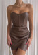 Women Strapless Sexy Bodycon Pu-Leather Dress