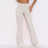 Breathable High Waist Stretch Butt Lift Casual Pocket Wide Leg Cropped Pants Running Fitness Yoga Trousers